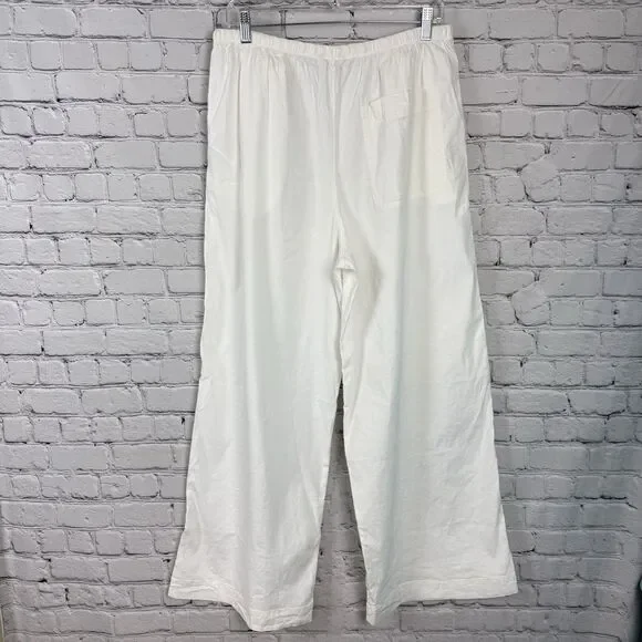 NWT Athleta Paradise Wide Leg Pant White Women Size M Linen Blend Drawstring - Picture 11 of 15